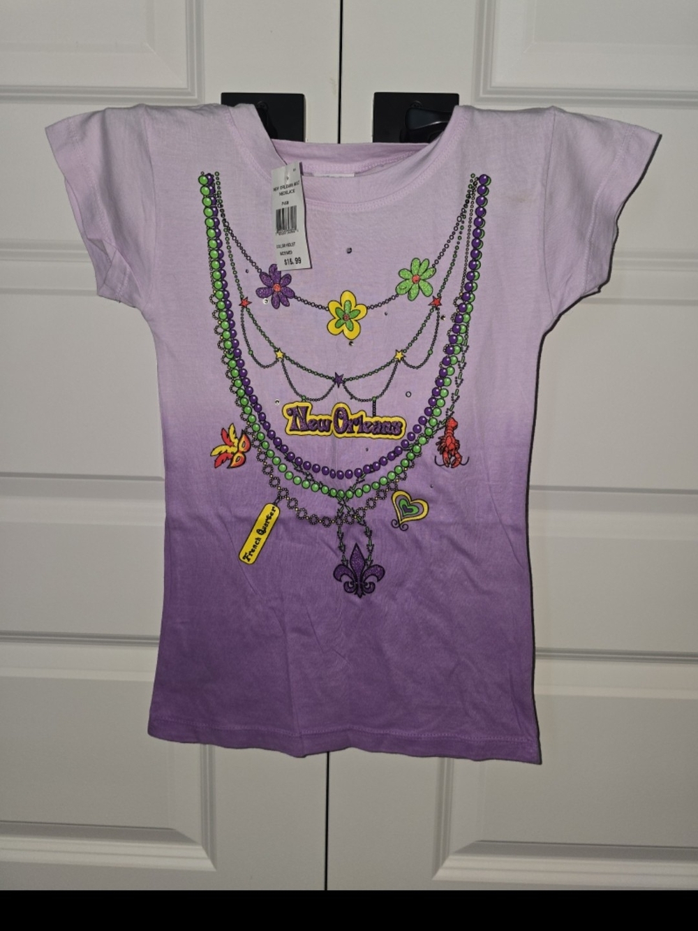 Kids Headquarters Lavender to Purple Ombre New Orleans Bead Graphic Tee